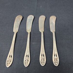 1937 HOLLYWOOD 4 Butter Knives Luxor Plate Wallace 6"